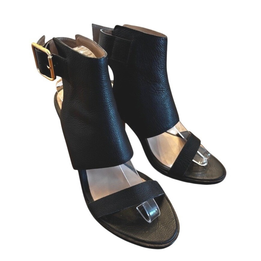Zimmermann Sandal 40/9 Black Block Heeled Ankle Strap‎ Buckle Open Toe Leather